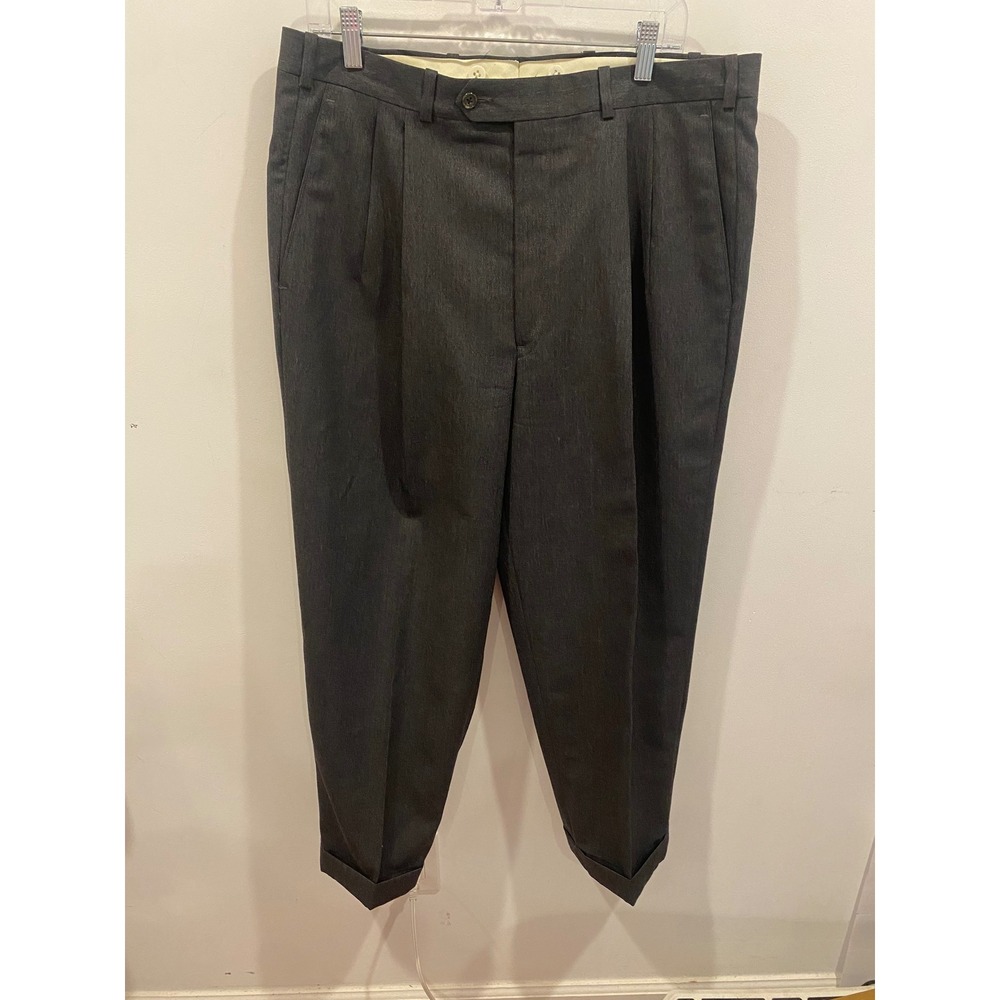 JB Britches Nordstrom Charcoal Gray Wool Pleated Cuffed‎ Dress Pants 36